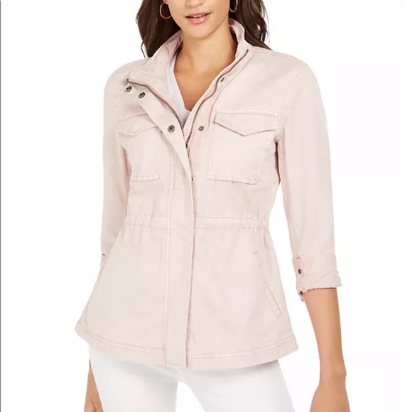 🆕 Style & Co Dusty Blush Pink Safari Trench Utility Twill Jacket Spring Coat - Picture 3 of 11